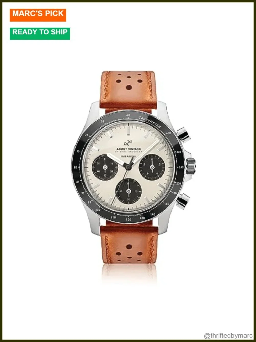Stainless Steel Chronograph Wrist Watch with Leather Strap and Quartz Movement